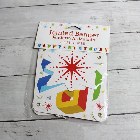 Happy Birthday Banner Party Decor Jointed Garland - Picture 1 of 4